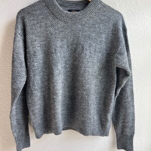 Quince alpaca Crewneck Sweater in Heather Gray